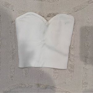Babaton White Strapless Crop Top